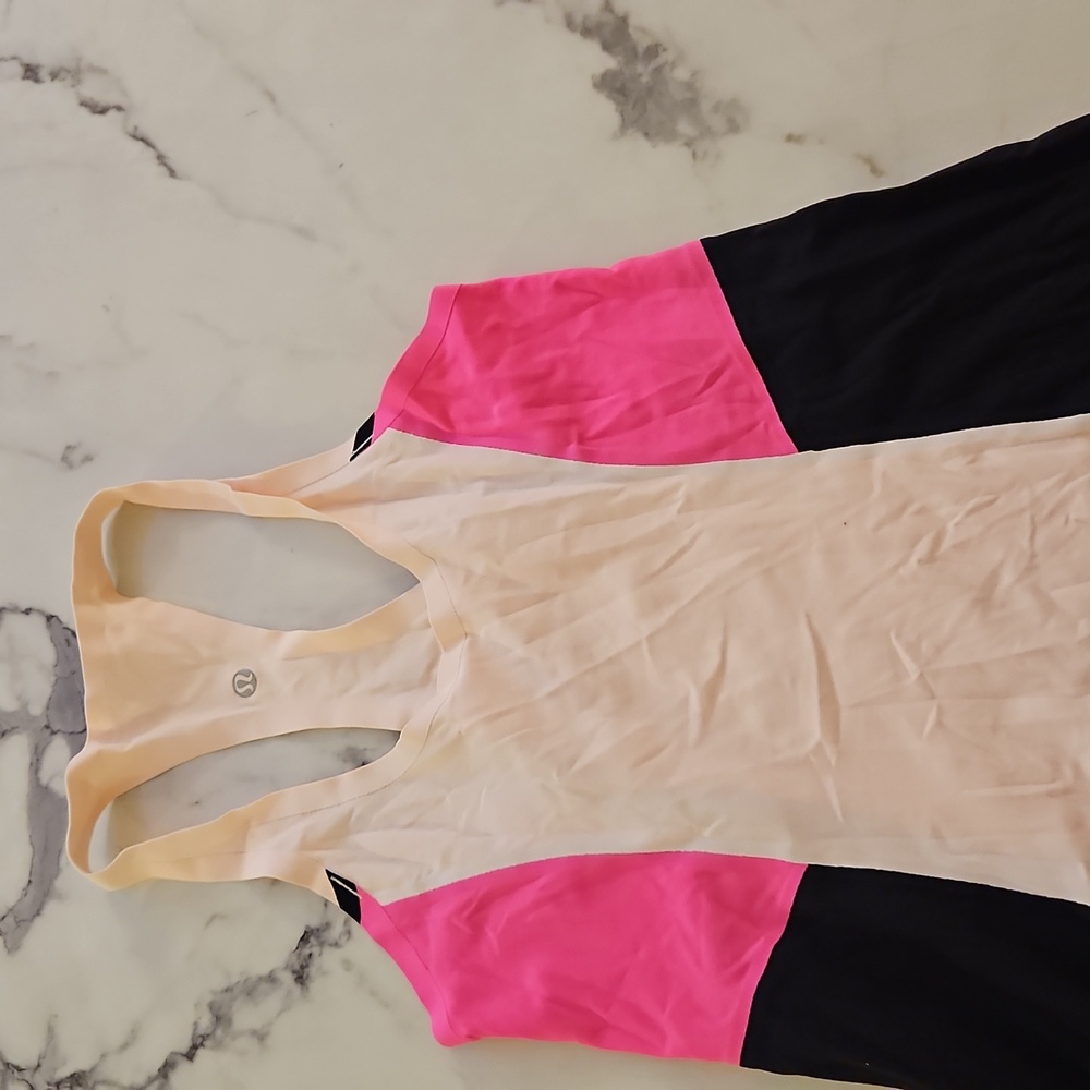 lululemon athletica Pink Black and Tan Tank Top